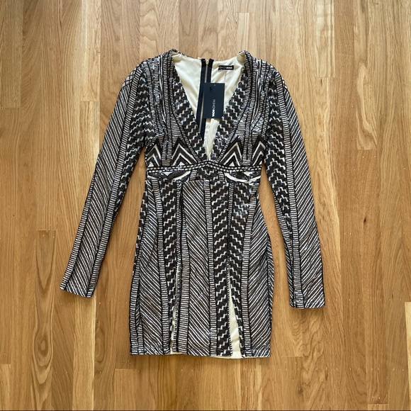 Perfectly Split Sequin Mini Dress Black/Combo - Picture 4 of 6